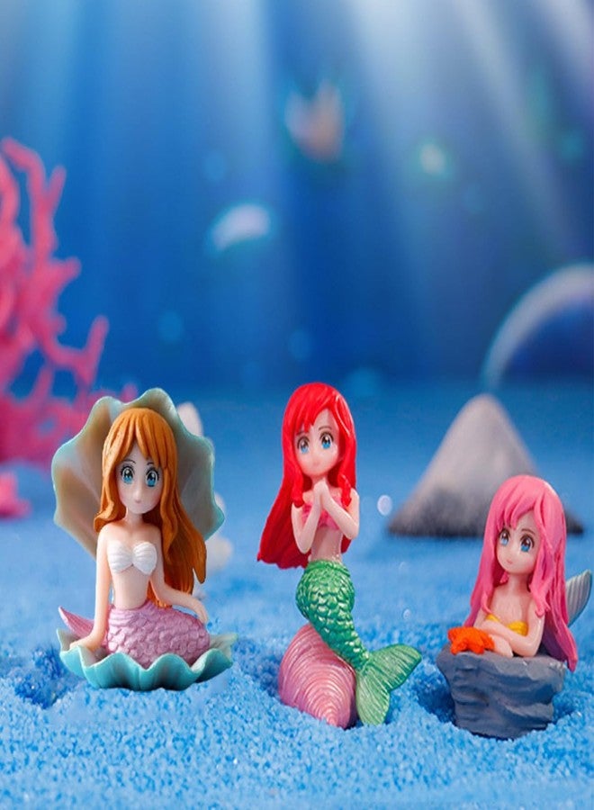 TRADESK Anky Cute Mermaid Toy for Aquarium Fish Tank, Terrarium, Cake, DIY and Home Decorations | Multipurpose Decoration Toy (Pack of 3) - Image 1